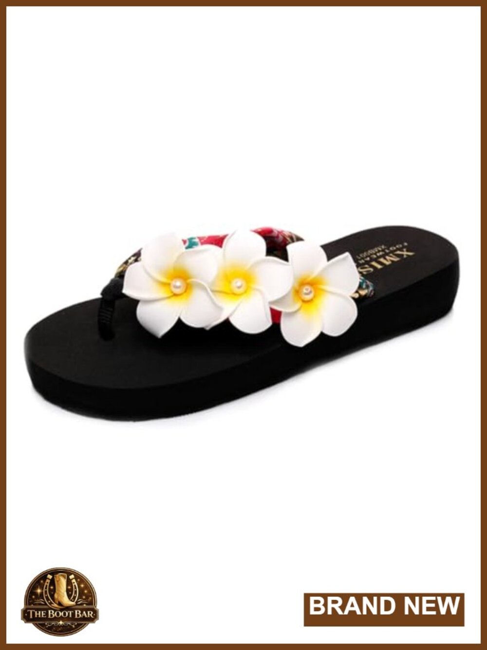 Bohemian Flower Flip-Flops Comfy Low Heel Slip-On Summer Beach Sandals